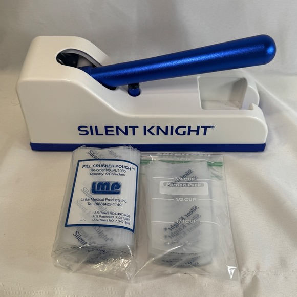 Links Medical Products Other - Silent Knight Pill Crusher Links Medical Products Manual Lever Blue White PC1000